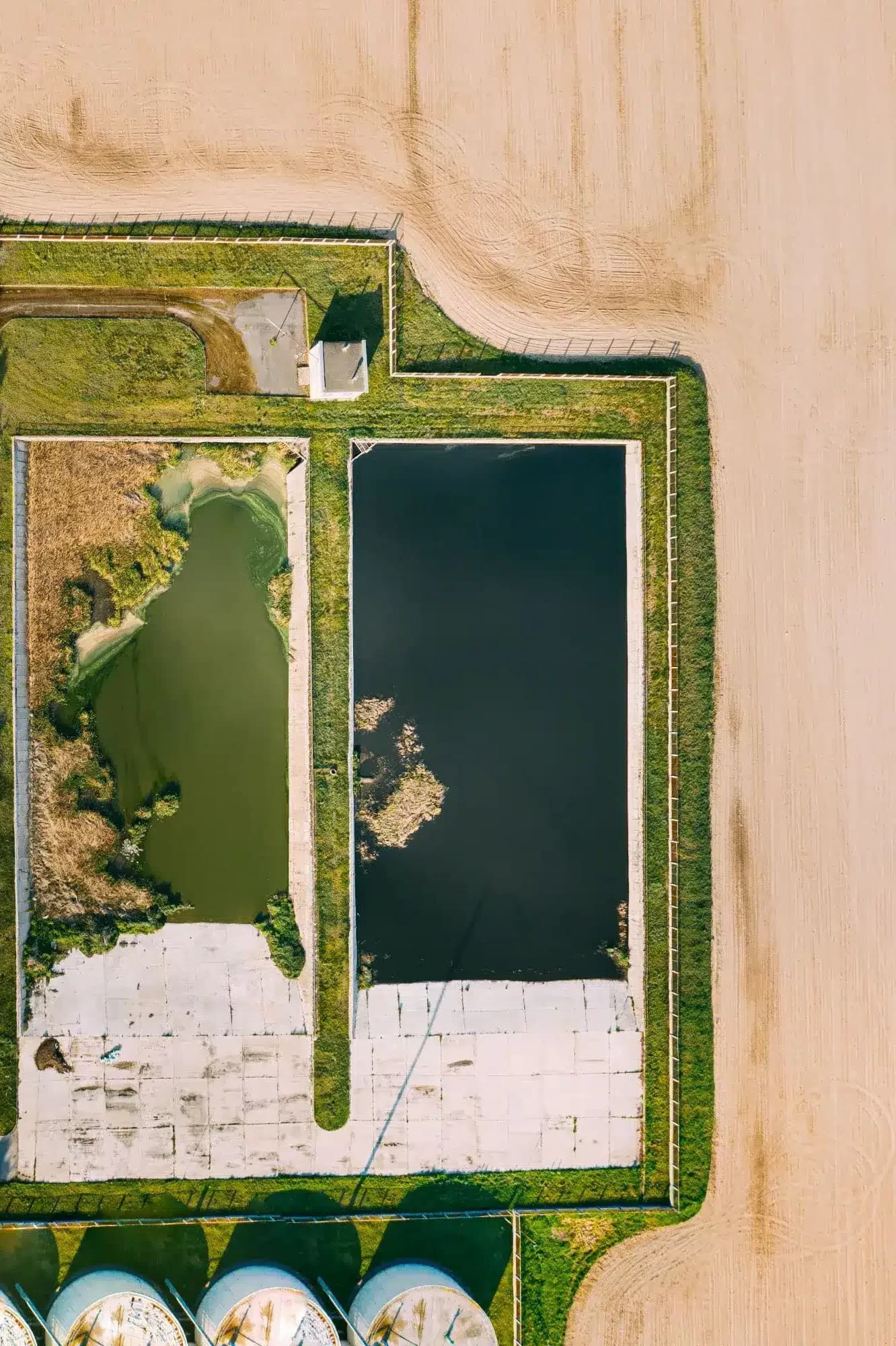 Aerial view of a detention basin